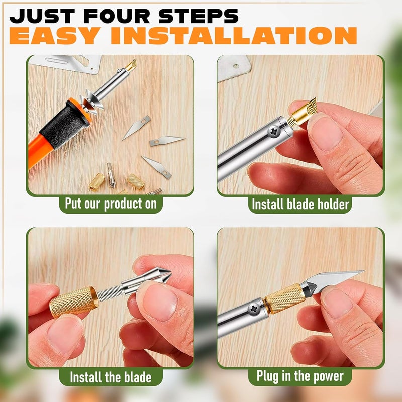 VIKROM 30W Electric Hot Knife Cutting Tool – Fast Heating Plastic Cutter Tool for Foam, Resin, Mesh | Includes 10 Blades, 2 Blade Holders, 1 Wood Burning Tip & Stand | Great Valentines Day Gift For Crafts - Image 5